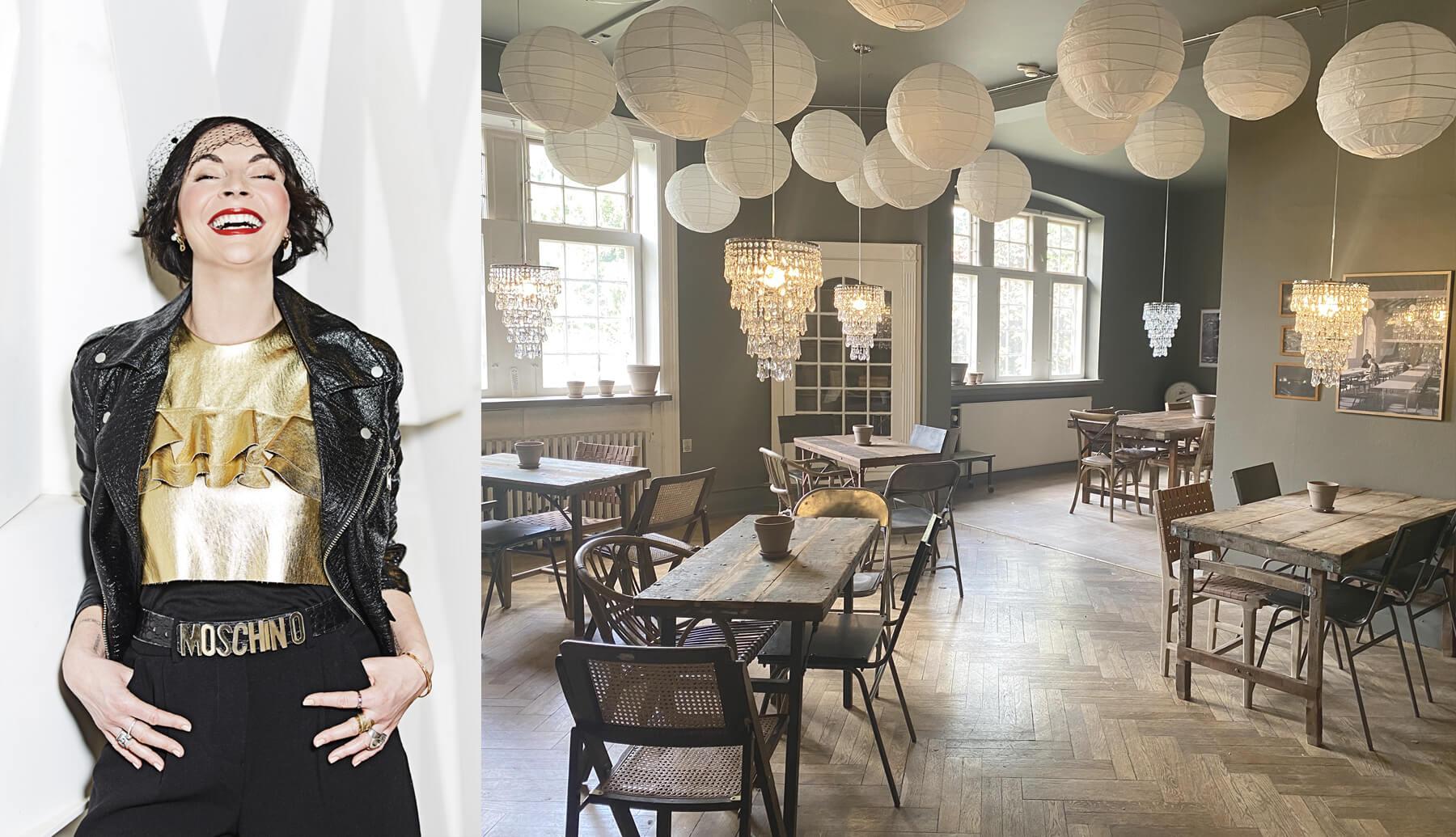 Trademark Living spiseborde og spisebordsstole i stort lyst lokale.